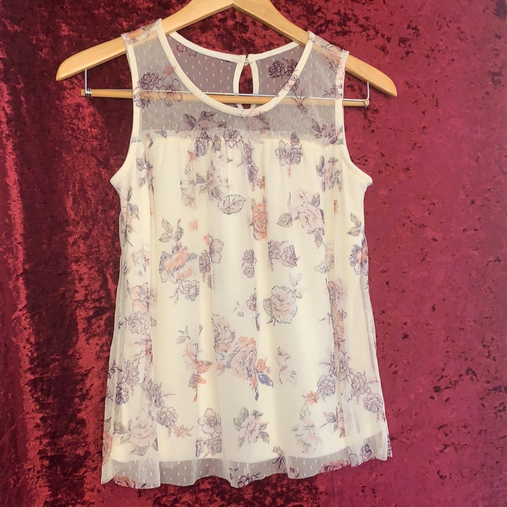 No Boundaries floral mesh tank size S